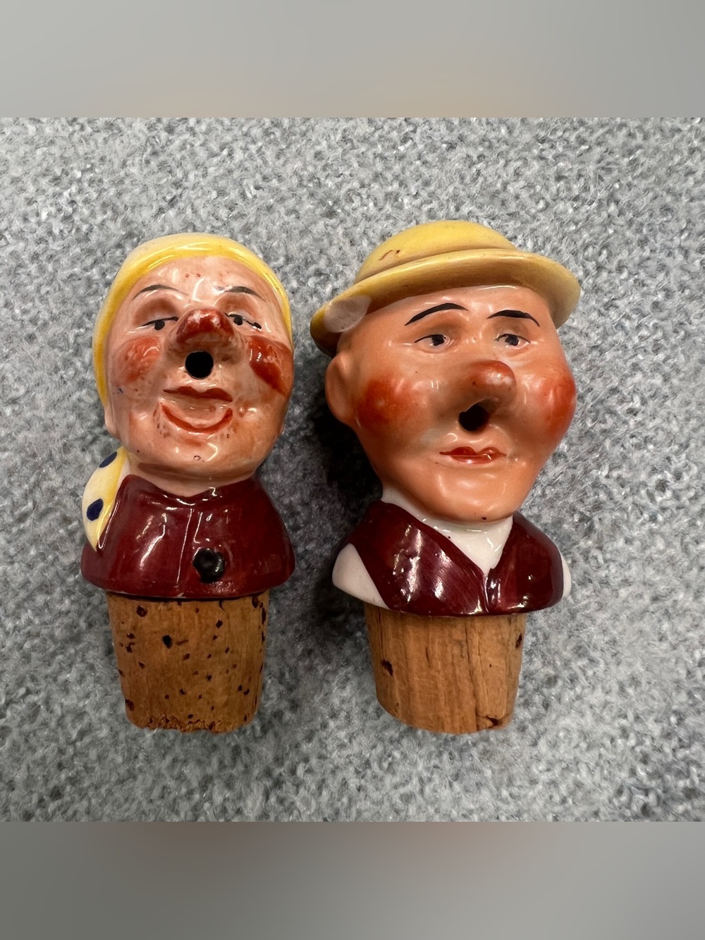 Vintage Old Man Old Woman Face Bottle Stoppers